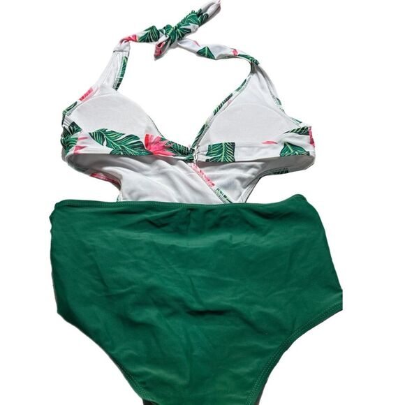 NEW Women’s one piece swimsuit tummy control halter v-neck, medium - Picture 6 of 7